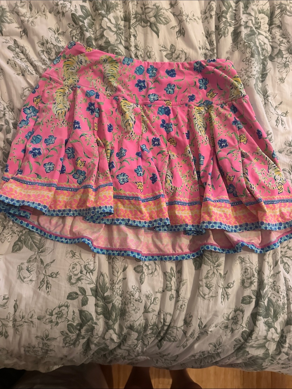 Floral Pink Tiered Mini Skirt